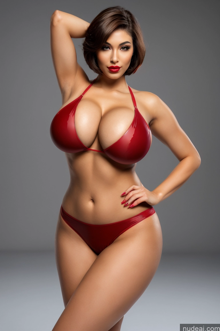 ai nude image of arafed woman in a red bikini posing for a picture pics of Model One Huge Boobs Perfect Boobs Beautiful Big Hips Thick Perfect Body Long Legs Big Ass Lipstick Busty 18 Sexy Face Pouting Lips Seductive Short Hair Spreading Legs Nude Japanese 3d