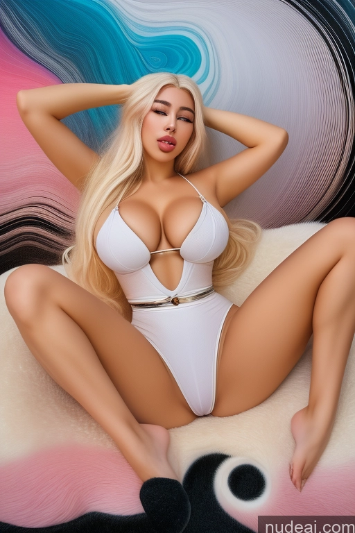 ai nude image of blonde woman in white swimsuit sitting on a bed with a penguin pics of One Perfect Boobs Beautiful Big Hips Perfect Body 18 Black Hair Long Hair Korean Surrealist Front View Nude Ahegao Bimbo