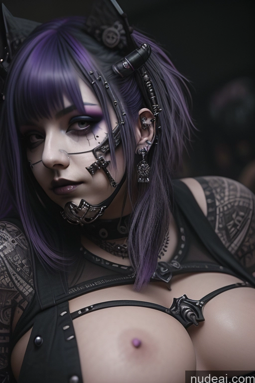 related ai porn images free for Gothic Punk Girl Perfect Boobs Busty Close-up View Nude Purple Hair Two Massage