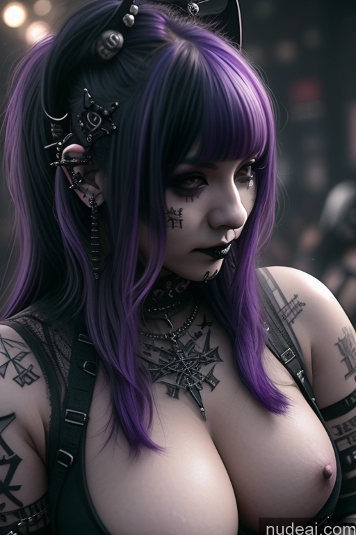 related ai porn images free for Gothic Punk Girl Perfect Boobs Busty Close-up View Nude Purple Hair Two Massage