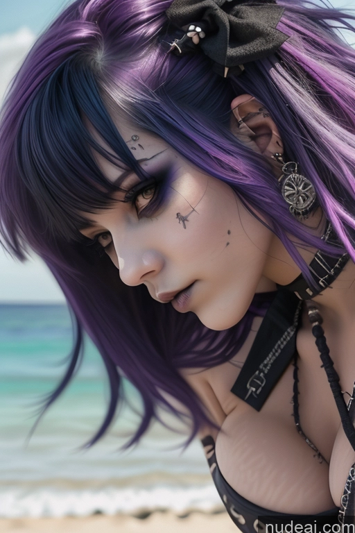 related ai porn images free for Perfect Boobs Busty Gothic Punk Girl Purple Hair Beach Close-up View Massage Nude