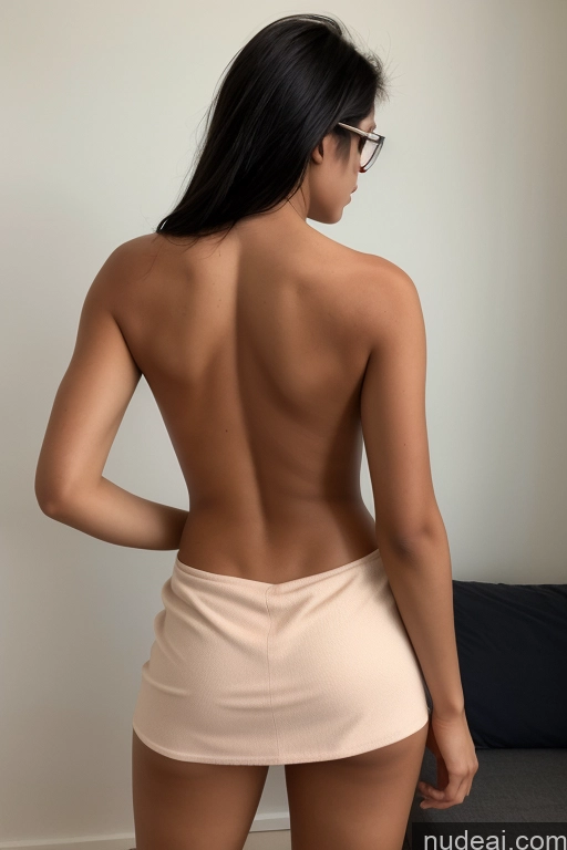 ai nude image of arafed woman in a short skirt and glasses standing in a room pics of British Tall Black Hair Pixie Perfect Boobs Glasses 18 Back View Nude Topless Orgasm Mini Skirt Micro Skirt Athlete