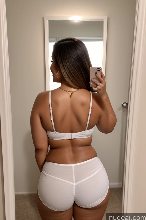 ai nude image of araffe woman in white panties taking a selfie in a mirror pics of Busty Beautiful Fat Chubby Thick Hip Hop Model 30s White Happy Back View Diamond Jewelry Gold Jewelry Jewelry Pearl Jewelry Mirror Selfie One