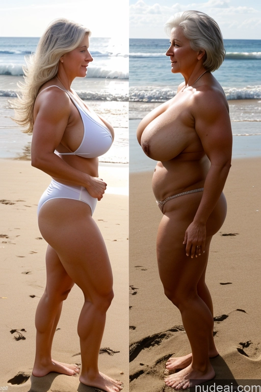 related ai porn images free for Bodybuilder One Busty Perfect Boobs Perfect Body Skinny Beautiful 70s Sexy Face White Hair Long Hair White Film Photo Bright Lighting T-pose Side View Beach Onoff