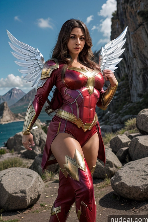 related ai porn images free for Mary Thunderbolt Powering Up Superhero Cosplay Neon Lights Clothes: Red Busty Small Tits Abs Science Fiction Style Dynamic View Muscular Superheroine Has Wings