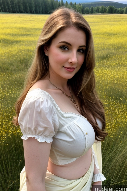 ai nude image of pregnant woman in a field of yellow flowers posing for a picture pics of Dutch Blouse Sari Beautiful Fairer Skin Meadow Busty Big Ass