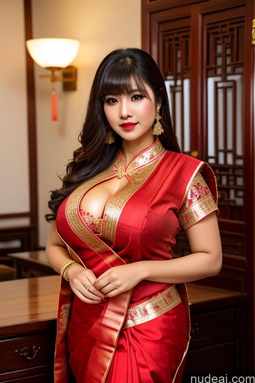 related ai porn images free for Chinese Blouse Sari Busty Lipstick Big Hips Bangs