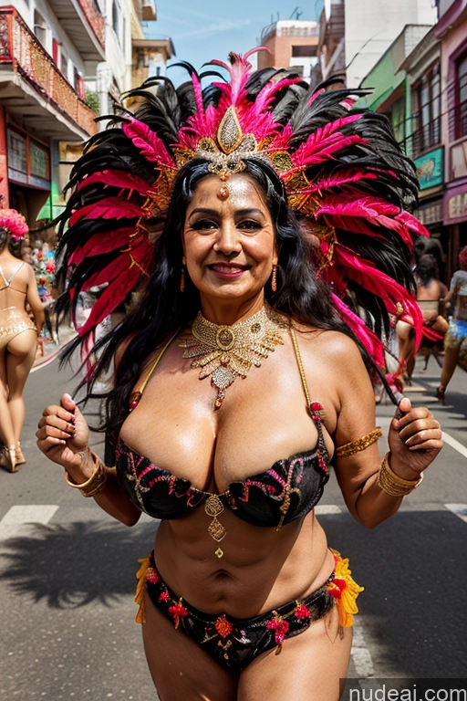 Milf One Busty Long Hair Indian 70s Cleavage Bright Lighting Black Hair Dance Dress: Samba Street