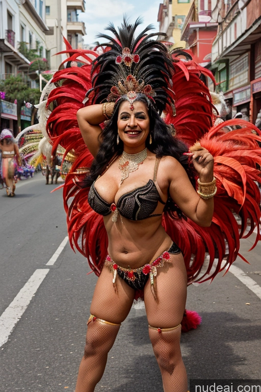 Milf One Busty Long Hair Indian 70s Cleavage Bright Lighting Black Hair Dance Dress: Samba Street Spreading Legs