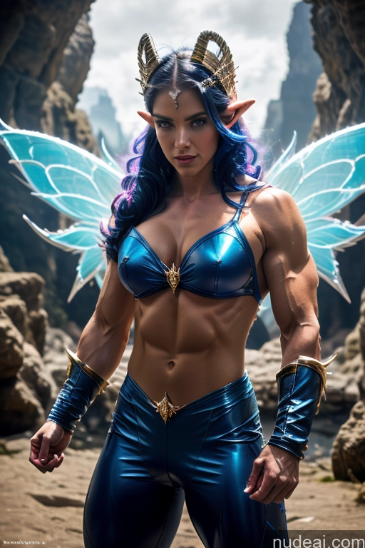 ai nude image of arafed woman in a blue costume posing for a picture pics of Superhero Military Muscular Abs Powering Up Science Fiction Style WhiteHairBlueEye Dynamic View Deep Blue Eyes Bodybuilder Succubus Fairy