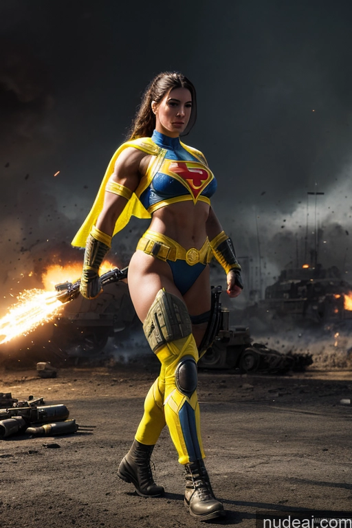 related ai porn images free for Military Front View Muscular Abs Superheroine Ukraine Battlefield Superhero Neon Lights Clothes: Yellow