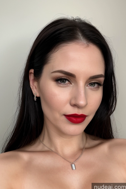 ai nude image of a close up of a woman with a red lipstick and a necklace pics of Model One Perfect Boobs Beautiful Lipstick Perfect Body Fairer Skin 30s Slicked Cumshot Simple Teacher French Jewelry Black Hair