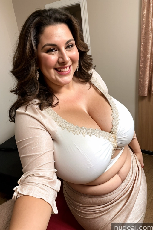 ai nude image of araffe woman in a white dress posing for a picture pics of Busty Big Ass Big Hips Long Hair Fairer Skin Blouse Sari Cleavage Nude Thick 30s Chubby Hip Hop Several Milf Massage Happy Laughing