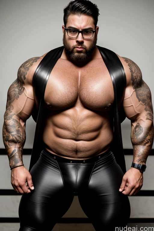 ai nude image of arafed man with a beard and glasses posing for a picture pics of Bodybuilder One Huge Boobs Tattoos Muscular Big Ass Abs Thick Chubby Big Hips Long Legs Tall Pubic Hair Angry Seductive Italian Bdsm Dominatrix Suspender Belt Stockings High Heels Glasses