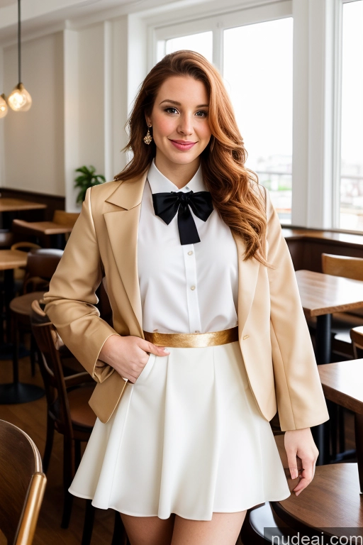 related ai porn images free for Woman 20s Ginger Straight White Cafe Blouse Bows Bow Tie Jacket Long Skirt Tie Diamond Jewelry Gold Jewelry Jewelry Pearl Jewelry