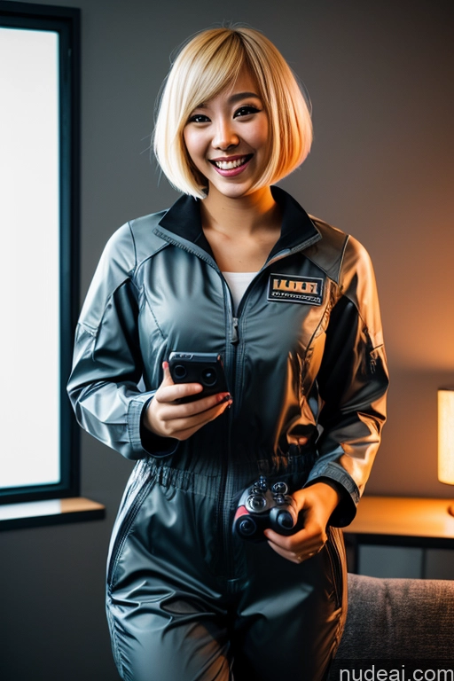 related ai porn images free for Woman One Beautiful 20s Laughing Blonde Bobcut Asian Gaming Mech Suit Detailed 3d Jumpsuit