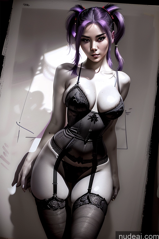 related ai porn images free for One Perfect Boobs Short Skinny Sexy Face Purple Hair Pigtails Asian Front View Stockings Detailed Hourglass 40s Charcoal