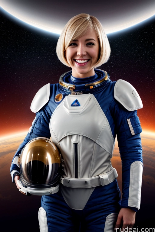 related ai porn images free for Beautiful Detailed One British Laughing Blonde Bobcut Woman 20s Space Suit Sci-fi Armor