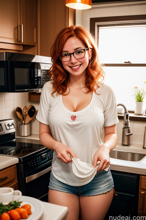 related ai porn images free for Perfect Boobs Beautiful Glasses Short Fairer Skin 20s Happy Ginger Messy Asian Kitchen Cooking Dark Lighting Casual Short Shorts