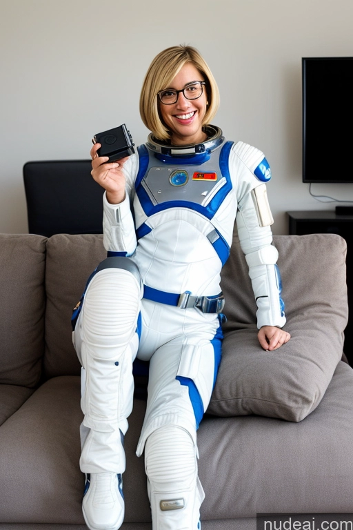 related ai porn images free for Woman One Beautiful Long Legs Big Hips Laughing Blonde Bobcut British Space Suit Sci-fi Armor Detailed Gaming Couch Glasses 40s