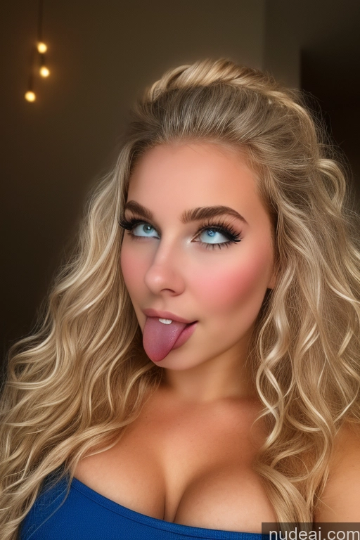 ai nude image of blond woman with blue eyes and long blond hair sticking out her tongue pics of Bimbo Busty Perfect Boobs Beautiful Thick Big Hips Short 18 Ginger Curly Hair Scandinavian Nude Detailed Ahegao