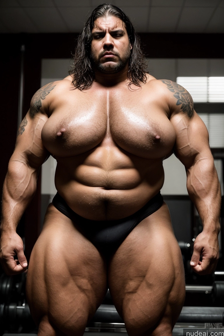 ai nude image of arafed man with a big body and a big chest pics of Bodybuilder Huge Boobs Tattoos Muscular Big Ass Abs Thick Chubby Big Hips Long Legs Tall Pubic Hair 60s Italian Cumshot Angry Seductive Black Hair Straight Dominatrix