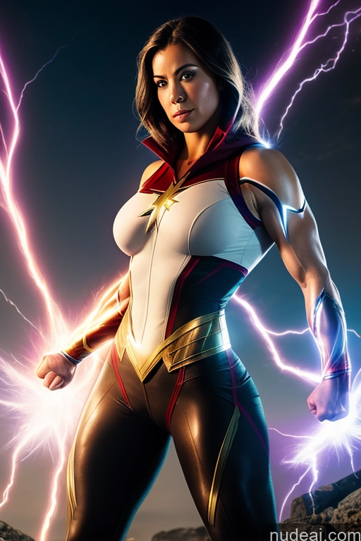 related ai porn images free for Mary Thunderbolt Spider-Gwen Superhero Muscular Busty Powering Up