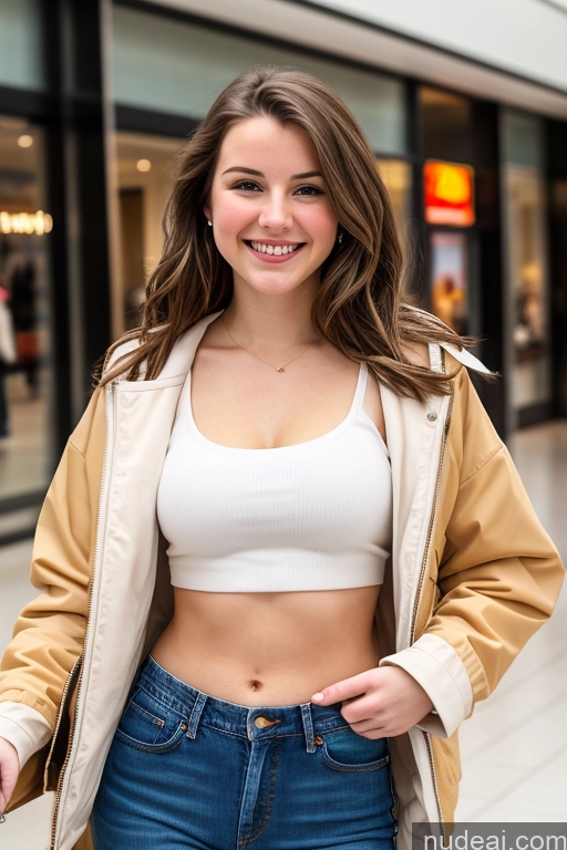 related ai porn images free for Small Tits Fairer Skin 18 Happy Brunette White Front View Jeans One Casual Crop Top Jacket Shirt Mall