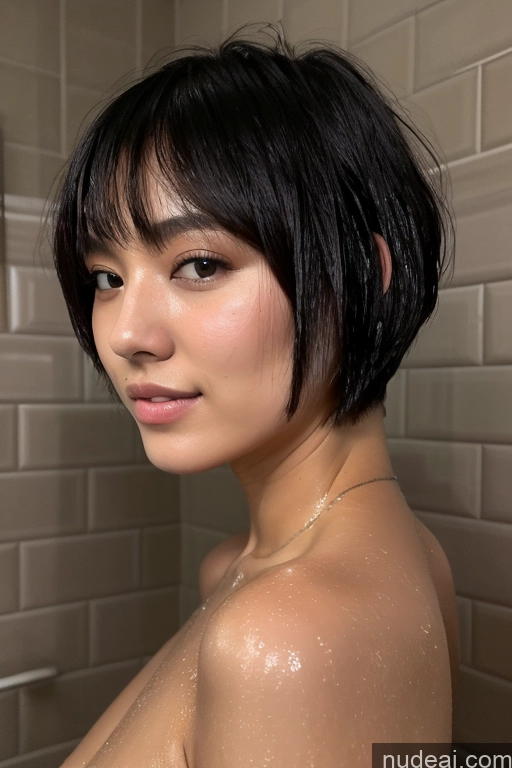 related ai porn images free for Woman Several Short Hair Japanese 18 Shower Nude Dark Lighting Detailed Front View