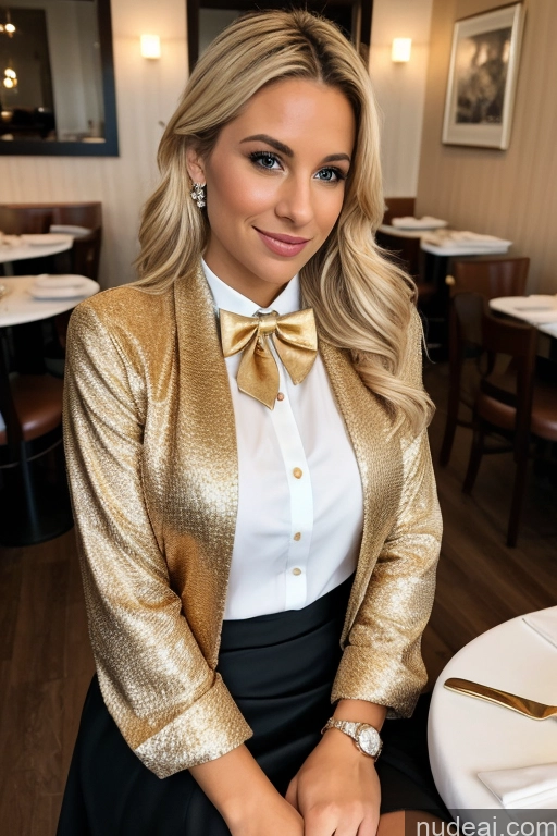 related ai porn images free for Woman Beautiful 30s Blonde White Restaurant Blouse Bow Tie Bows Jacket Long Skirt Tie Diamond Jewelry Gold Jewelry Jewelry Pearl Jewelry