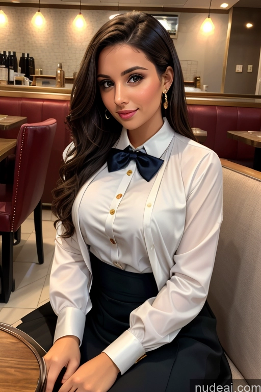 related ai porn images free for Woman Beautiful 30s White Restaurant Blouse Bow Tie Bows Jacket Long Skirt Tie Diamond Jewelry Gold Jewelry Jewelry Pearl Jewelry Brunette