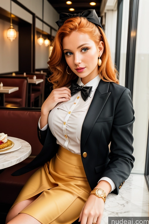 related ai porn images free for Woman Beautiful 30s White Restaurant Blouse Bow Tie Bows Jacket Long Skirt Tie Diamond Jewelry Gold Jewelry Jewelry Pearl Jewelry Ginger