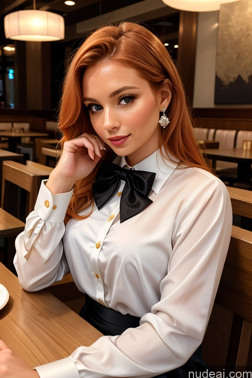 related ai porn images free for Woman Beautiful 30s White Restaurant Blouse Bow Tie Bows Jacket Long Skirt Tie Diamond Jewelry Gold Jewelry Jewelry Pearl Jewelry Ginger