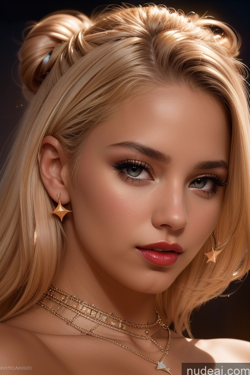 related ai porn images free for Perfect Boobs Beautiful Lipstick Perfect Body Seductive Blonde White Jewelry Dark Lighting Detailed One Model Tanned Skin 18 Hair Bun Close-up View Bra Pull Down Stargazing