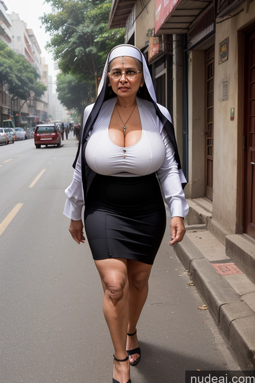 ai nude image of araffe dressed nun walking down the street in a skirt pics of Milf One Busty Big Ass Thick 70s Long Hair Indian Street Cleavage Nun Micro Skirt