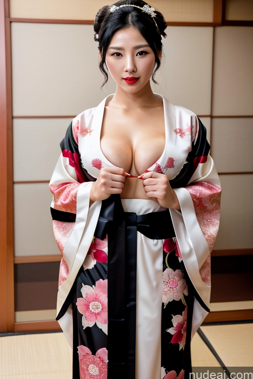 ai nude image of araffe asian woman in kimono dress posing for picture pics of Milf Busty Perfect Boobs Lipstick Perfect Body 50s Black Hair Hair Bun Korean Onsen Geisha Gloves Kimono Wedding Thigh Socks Transparent Jewelry Pearl Jewelry