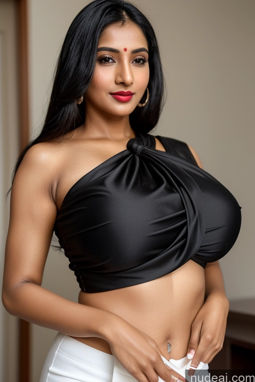 related ai porn images free for Woman One Lipstick 30s Black Hair Slicked Indian Simple Perfect Body Huge Boobs Beautiful Sari Blouse Close-up View