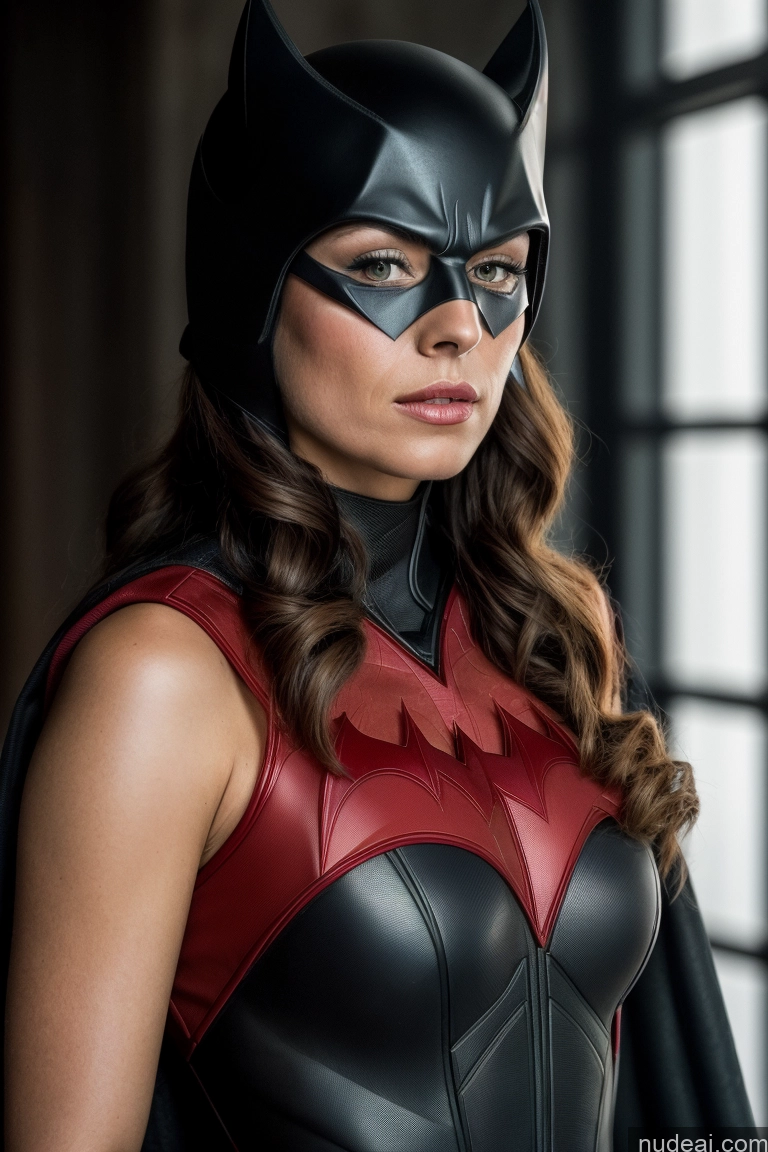 ai nude image of batmangirl is wearing a black and red leather costume pics of Batwoman Regal