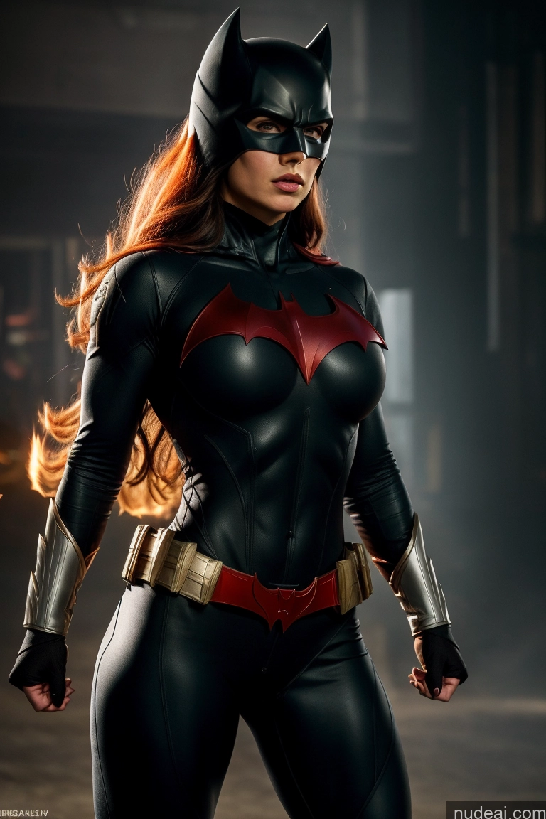 Batwoman Busty Small Tits Muscular Abs Powering Up