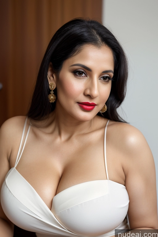 related ai porn images free for Woman One Huge Boobs Beautiful Lipstick Fairer Skin 40s Black Hair Slicked White Sari Cleavage Simple Close-up View