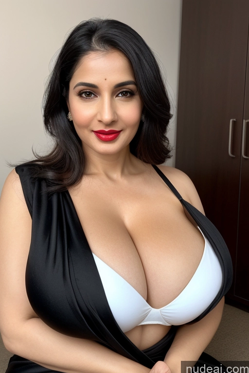 related ai porn images free for Woman One Huge Boobs Beautiful Lipstick Fairer Skin 40s Black Hair Slicked White Close-up View Sari Cleavage Simple