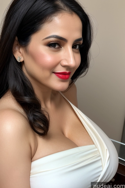 related ai porn images free for Woman One Huge Boobs Beautiful Lipstick Fairer Skin 40s Black Hair Slicked White Close-up View Sari Cleavage Simple