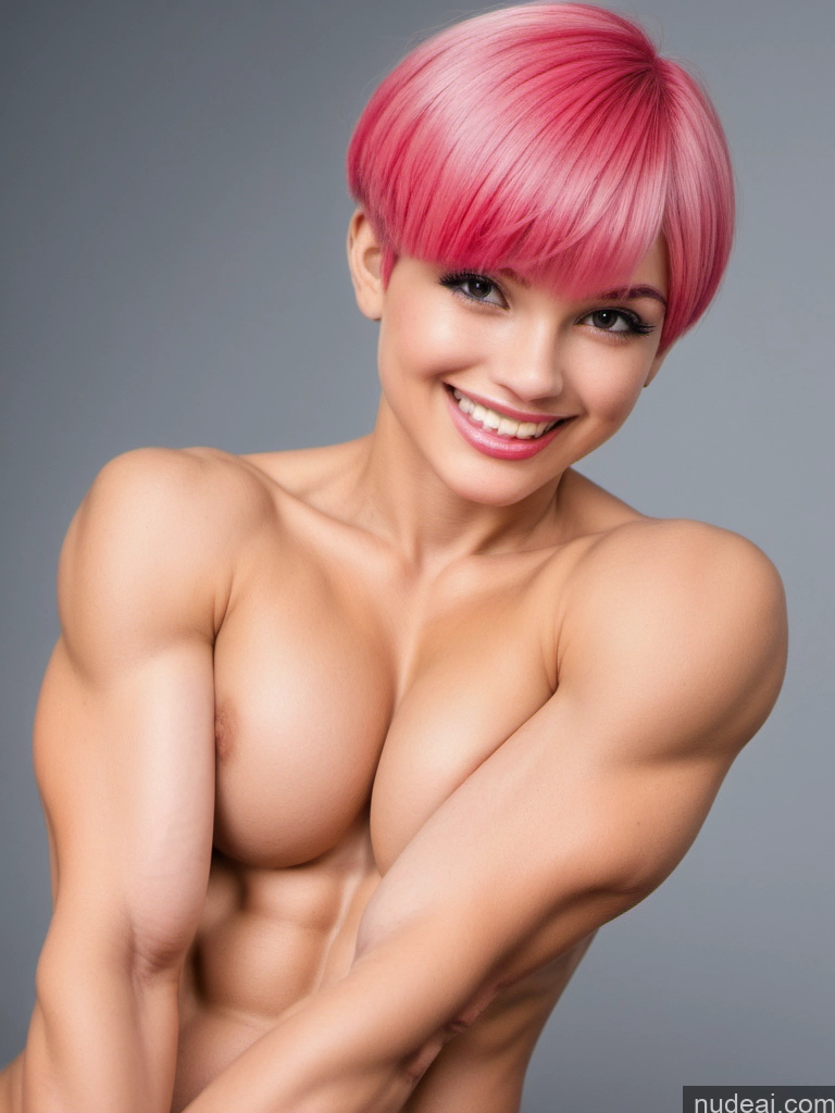 related ai porn images free for One Bimbo Muscular 18 Happy Pink Hair Short Hair