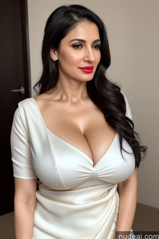 related ai porn images free for Woman One Huge Boobs Beautiful Lipstick Fairer Skin 40s Black Hair Slicked White Close-up View Sari Cleavage Simple