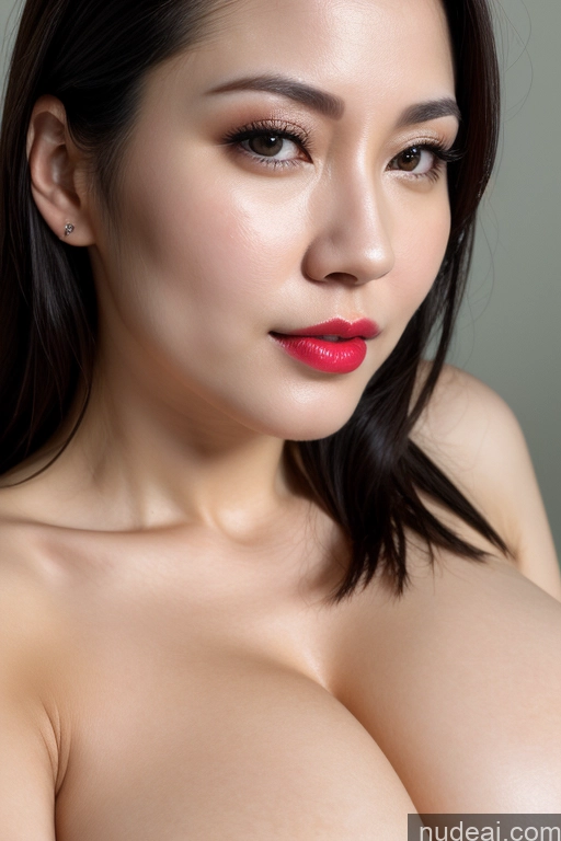 related ai porn images free for Huge Boobs Beautiful Lipstick Fairer Skin Woman One 30s Black Hair Slicked Thai Simple Close-up View