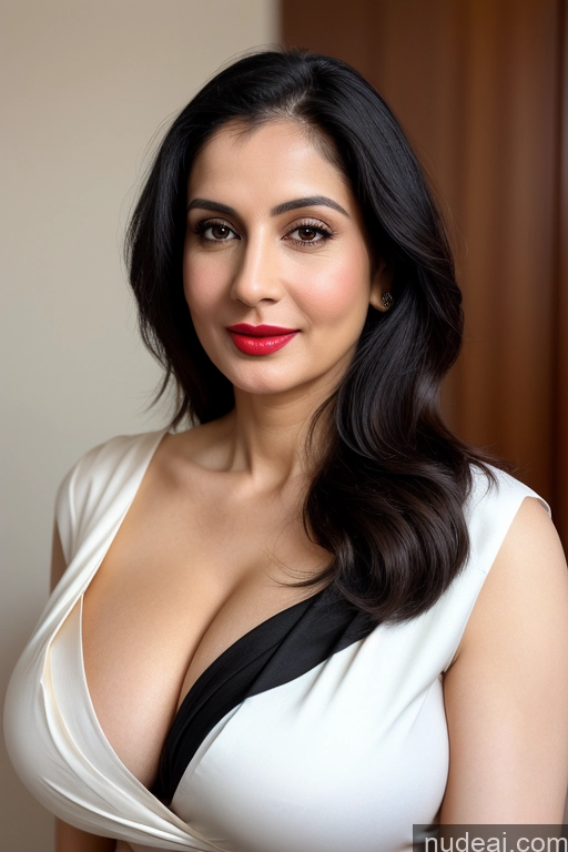 related ai porn images free for Woman One Huge Boobs Beautiful Lipstick Fairer Skin 40s Black Hair Slicked White Close-up View Sari Cleavage Simple