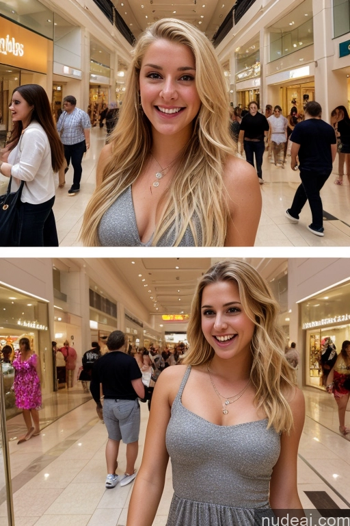 ai nude image of arafed image of a woman in a shopping mall with a smile pics of Woman Two Beautiful Perfect Boobs Skinny 18 Laughing Blonde White Skin Detail (beta) Mall Casual Dress Jewelry