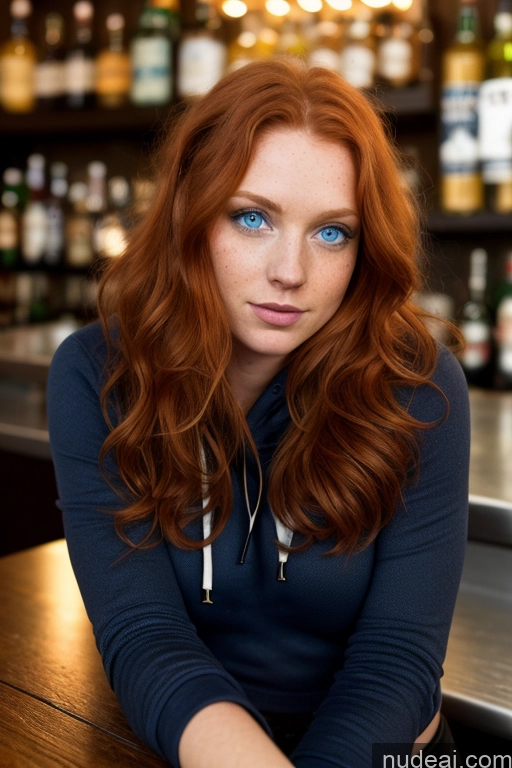 Guinness Beer Cropped Hoodie Underboob, Hoddie Irish Bar 20s Deep Blue Eyes Ginger Long Hair Detailed