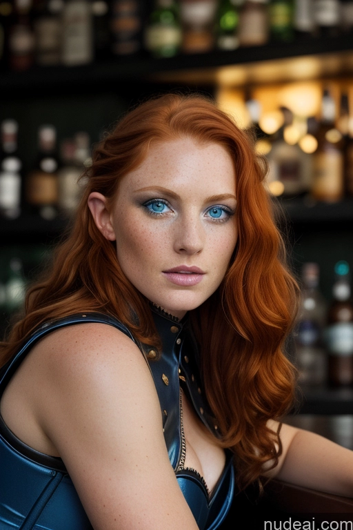 Guinness Beer Irish Bar 20s Deep Blue Eyes Ginger Long Hair Detailed EdgCorset Corset Gothique