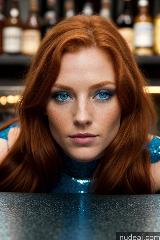 Guinness Beer Irish Bar 20s Deep Blue Eyes Ginger Long Hair Detailed Corset Gothique
